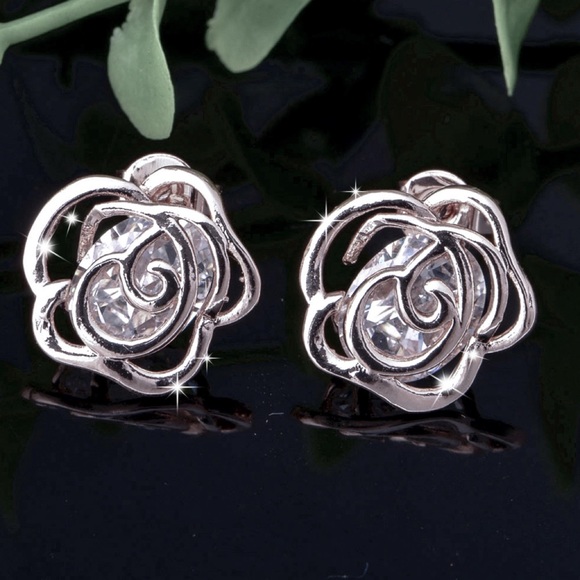 Jewelry - Silver & CZ Rose stud Earrings
